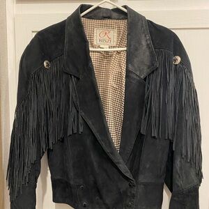 Black Leather Fringe Jacket